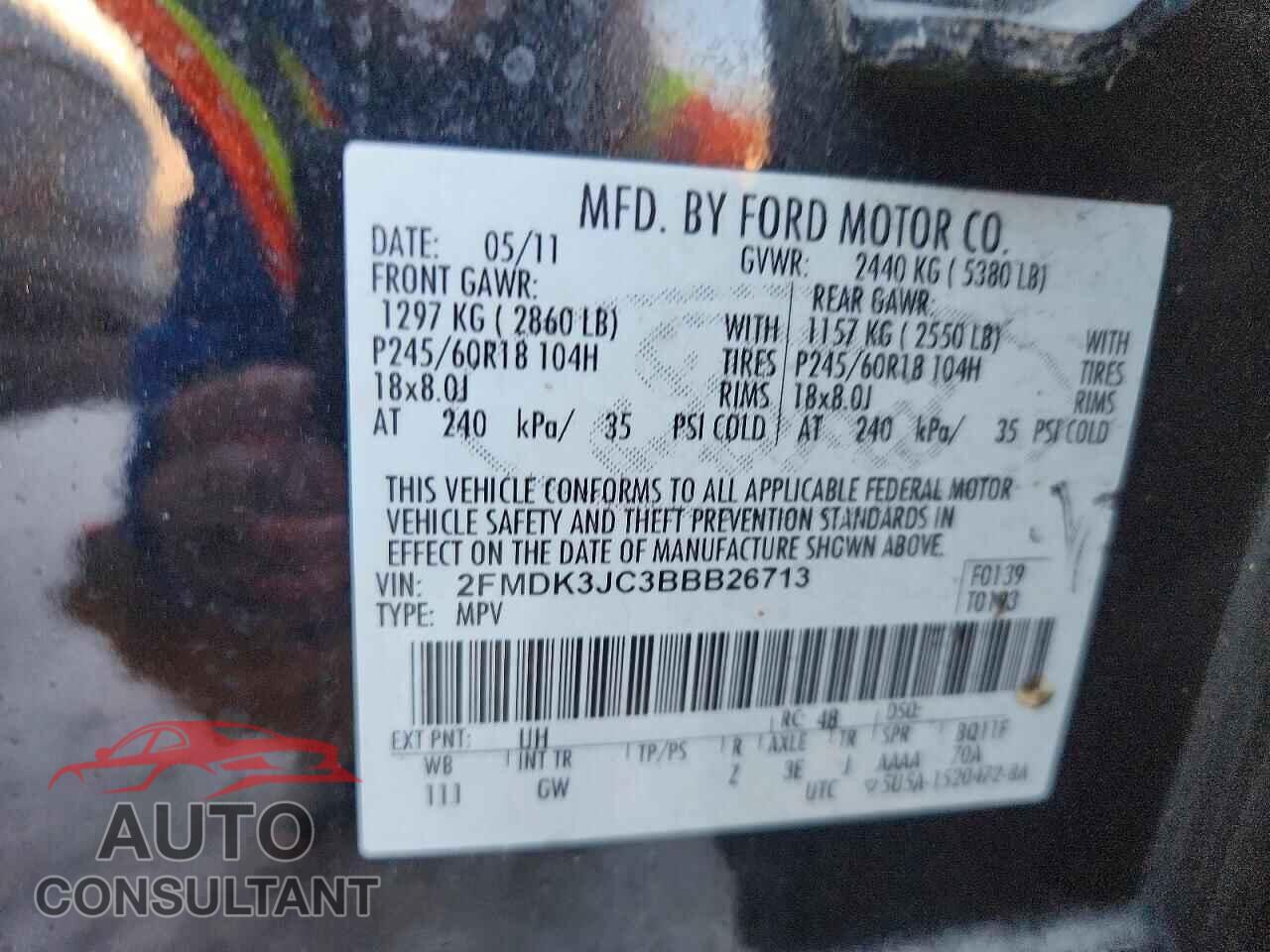 FORD EDGE 2011 - 2FMDK3JC3BBB26713