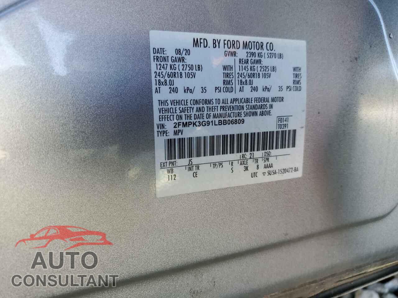 FORD EDGE 2020 - 2FMPK3G91LBB06809