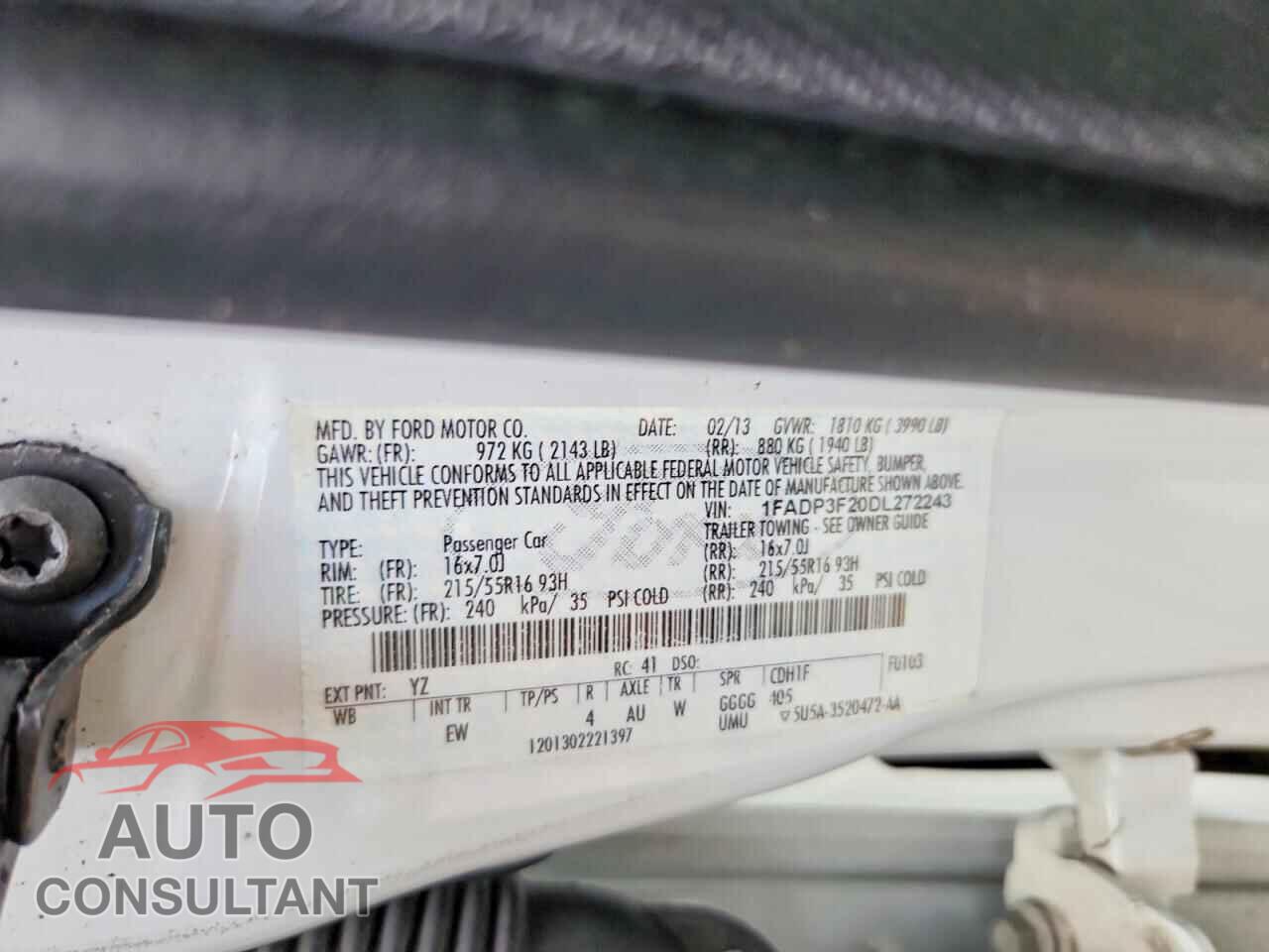 FORD FOCUS 2013 - 1FADP3F20DL272243