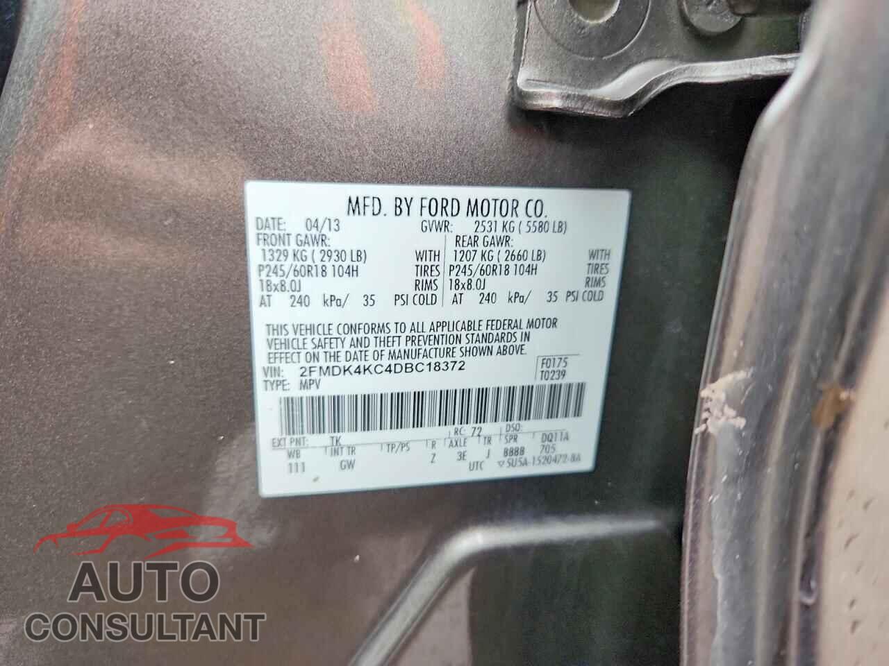 FORD EDGE 2013 - 2FMDK4KC4DBC18372