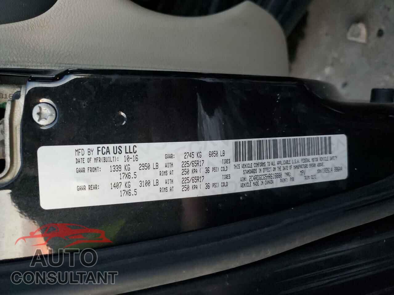DODGE CARAVAN 2017 - 2C4RDGCG5HR616680