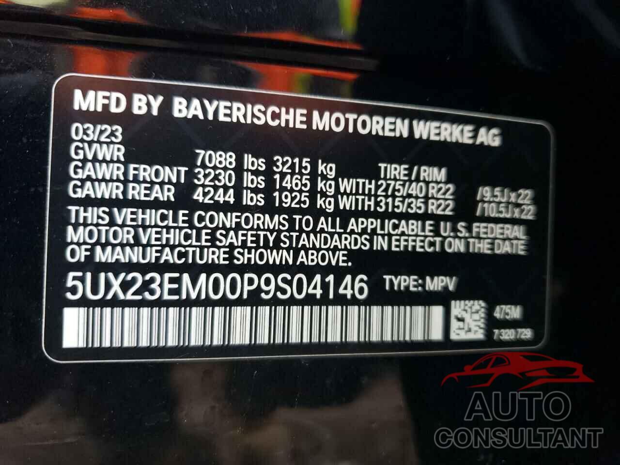 BMW X7 2023 - 5UX23EM00P9S04146