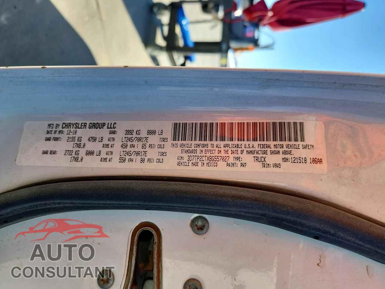 DODGE RAM 2500 2011 - 3D7TP2CTXBG557027