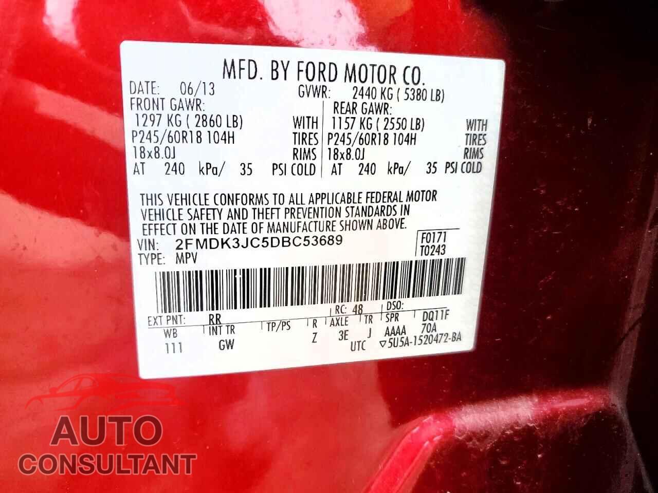 FORD EDGE 2013 - 2FMDK3JC5DBC53689