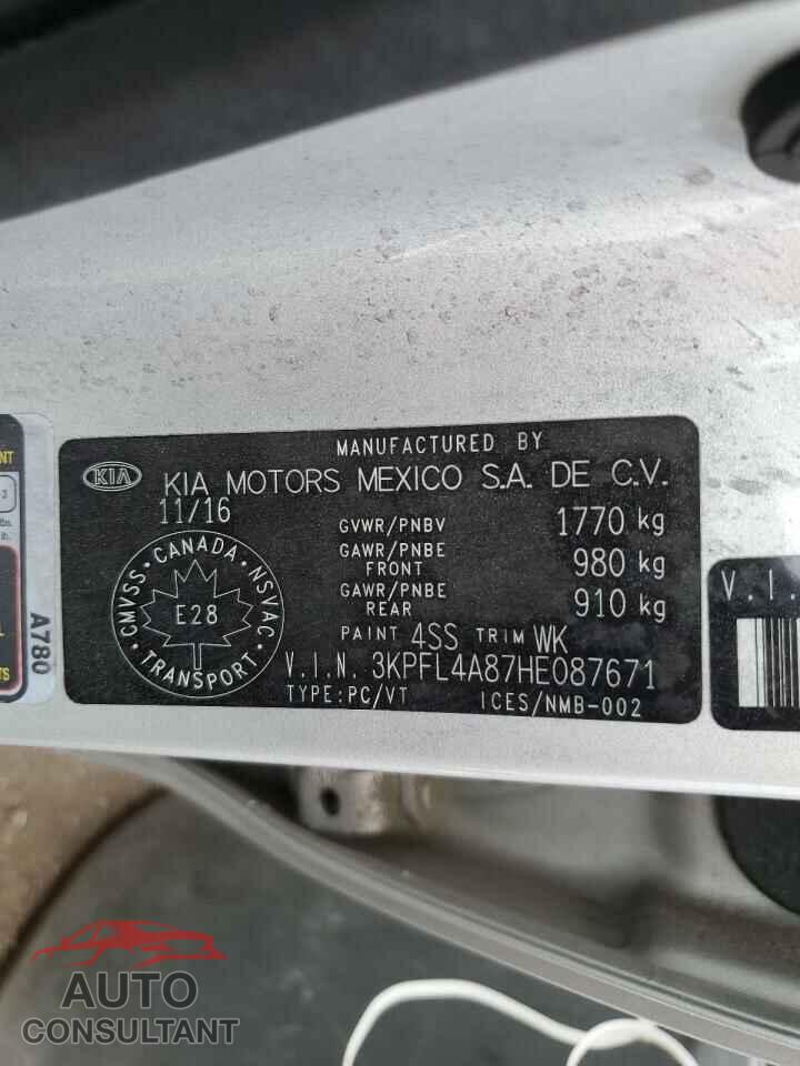KIA FORTE 2017 - 3KPFL4A87HE087671