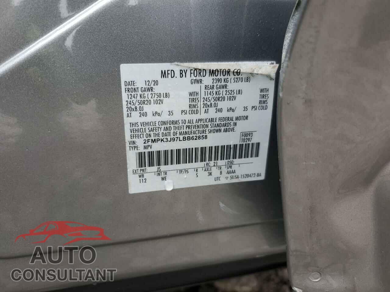 FORD EDGE 2020 - 2FMPK3J97LBB62858