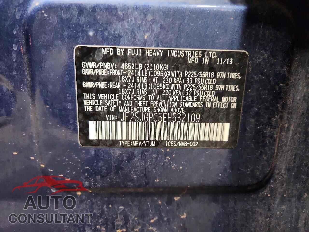 SUBARU FORESTER 2014 - JF2SJGPC5EH532109