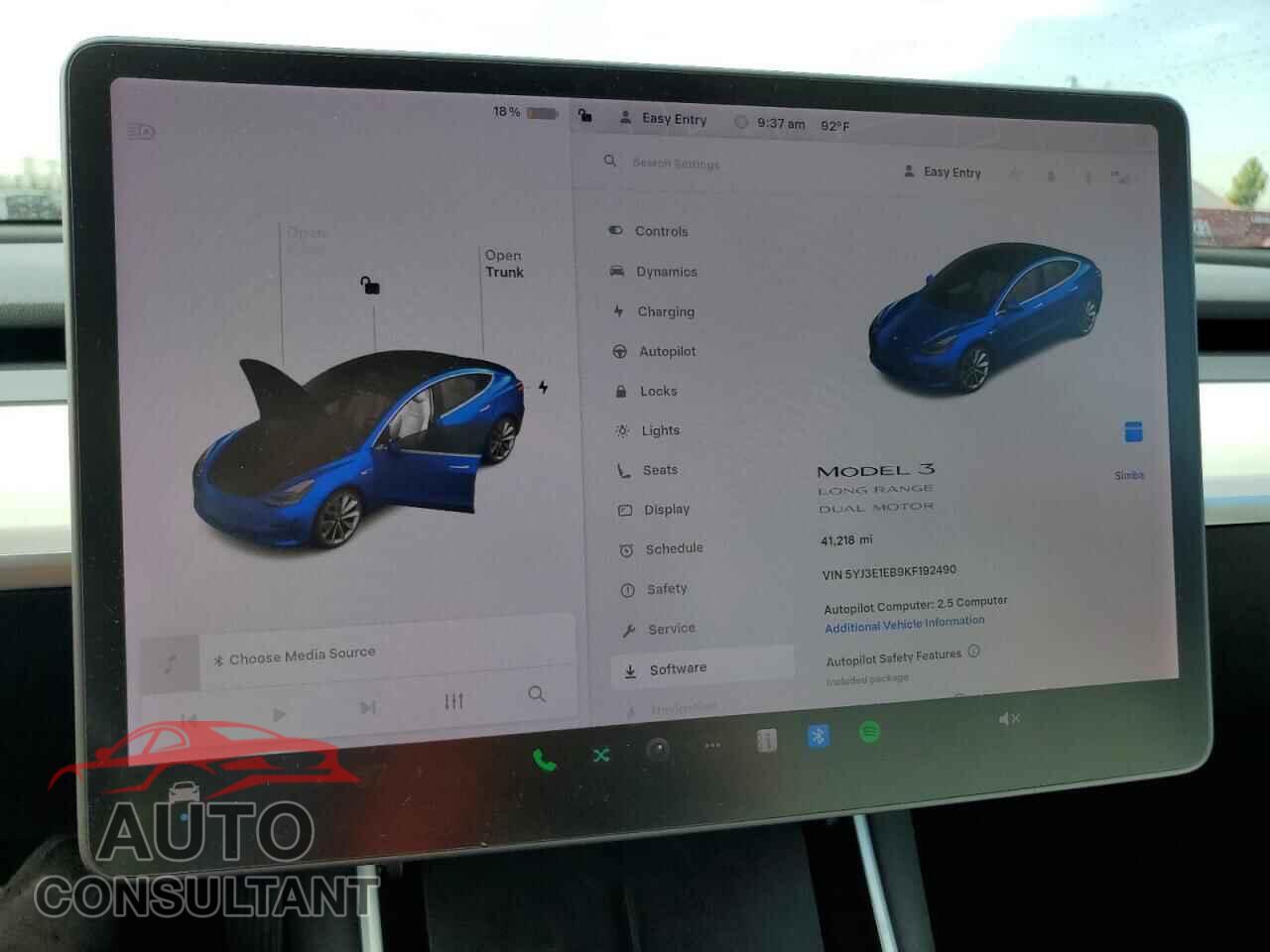 TESLA MODEL 3 2019 - 5YJ3E1EB9KF192490