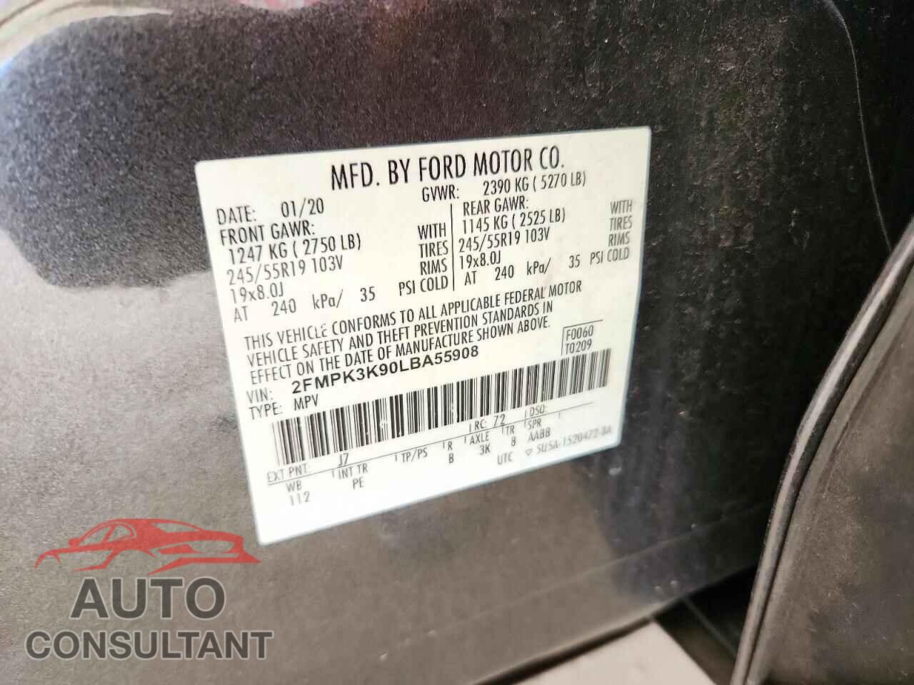 FORD EDGE 2020 - 2FMPK3K90LBA55908