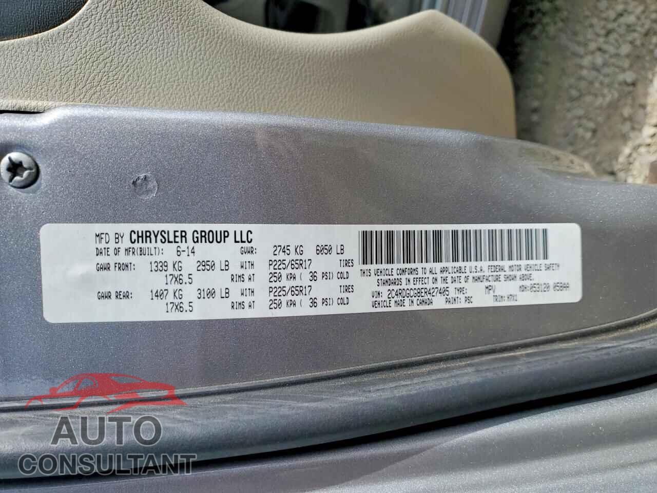 DODGE CARAVAN 2014 - 2C4RDGCG8ER427405