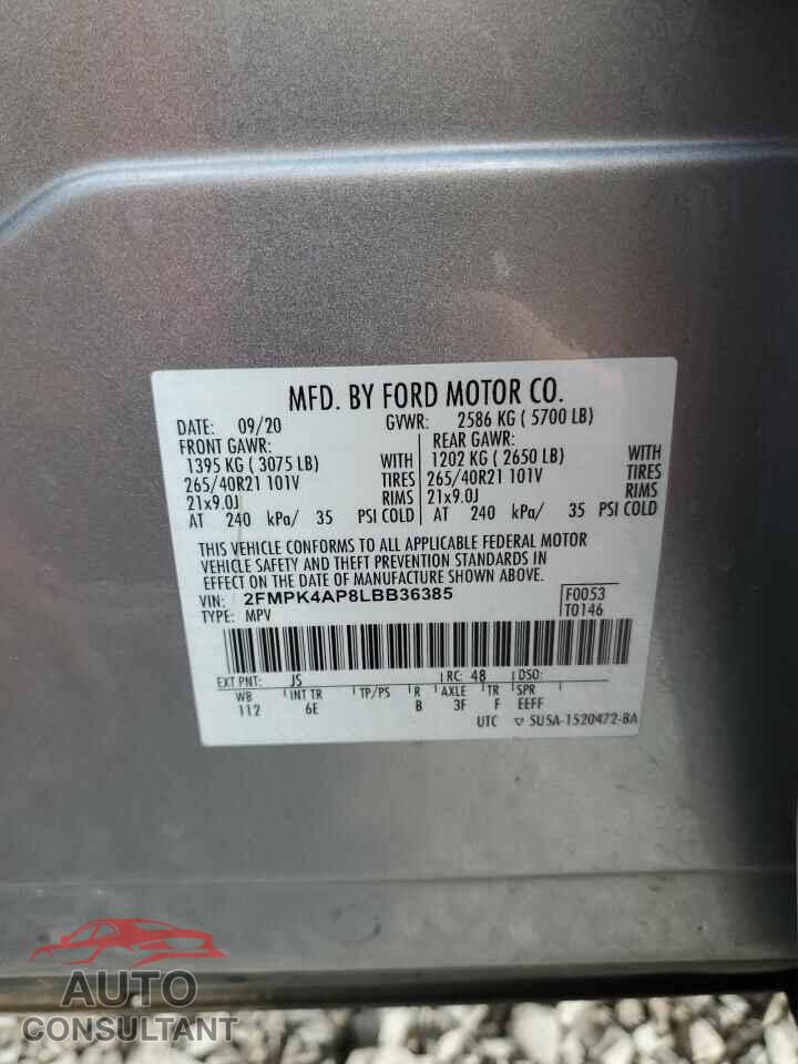 FORD EDGE 2020 - 2FMPK4AP8LBB36385