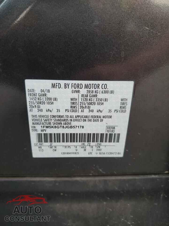 FORD EXPLORER 2018 - 1FM5K8GT8JGB57178