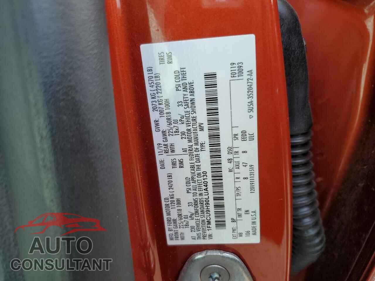 FORD ESCAPE 2020 - 1FMCU9H90LUA40130