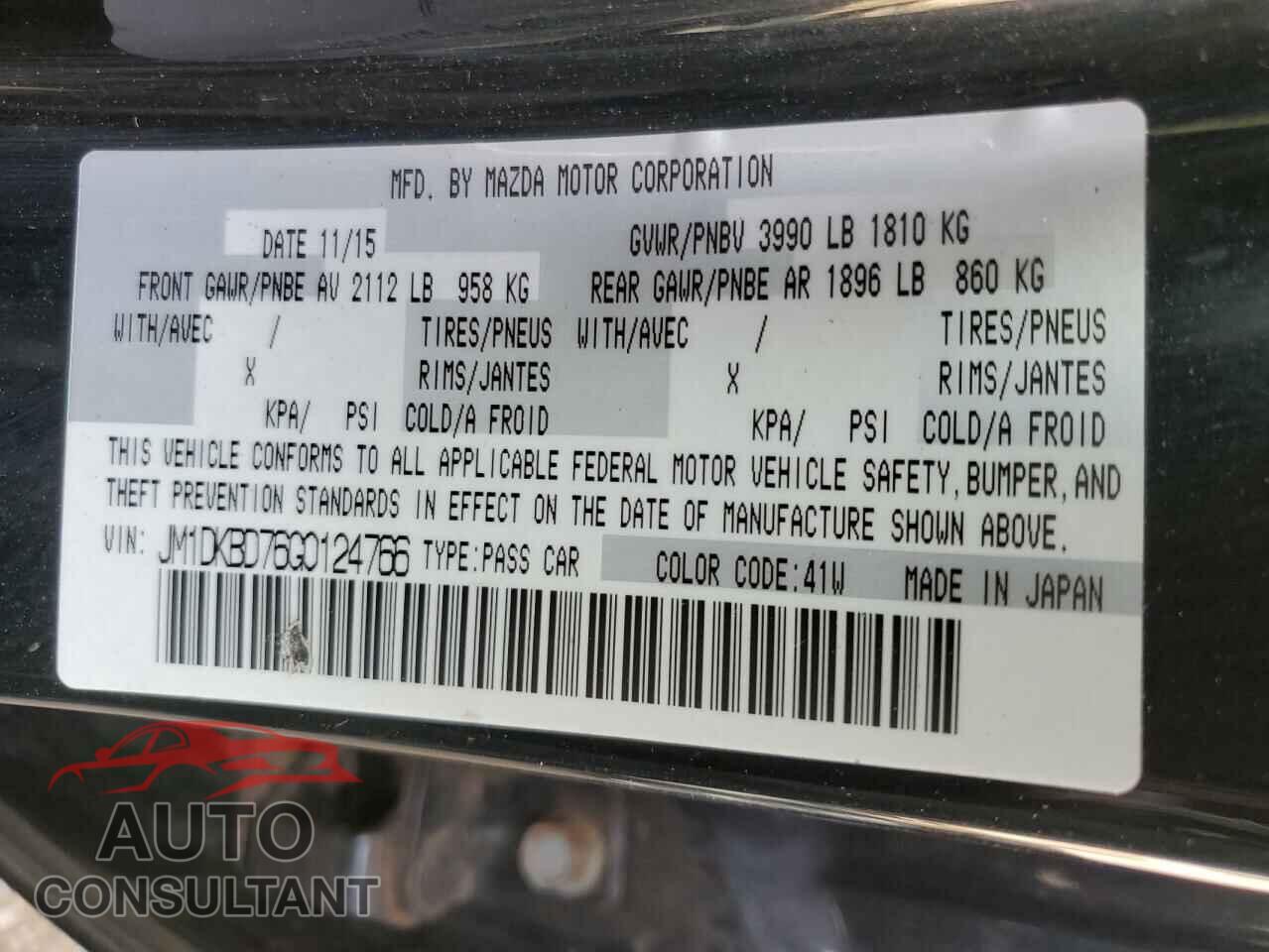 MAZDA CX-3 2016 - JM1DKBD76G0124766