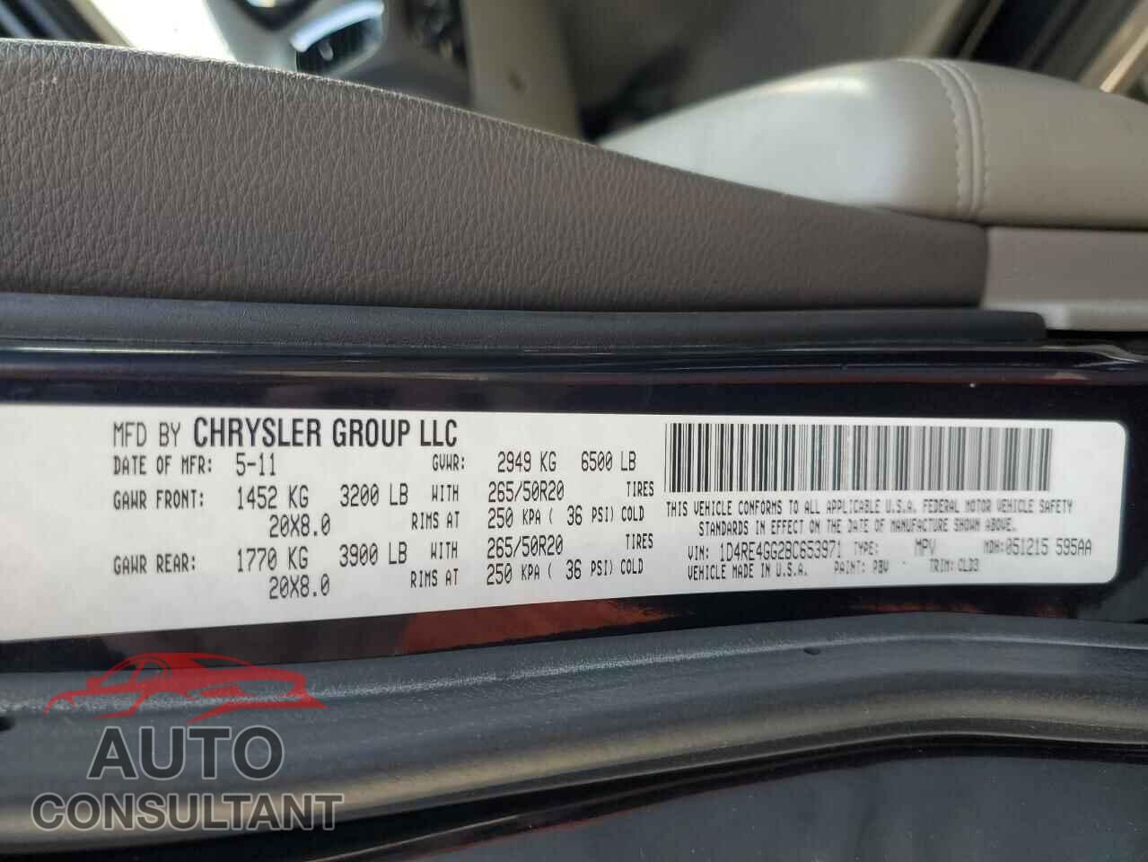 DODGE DURANGO 2011 - 1D4RE4GG2BC653971