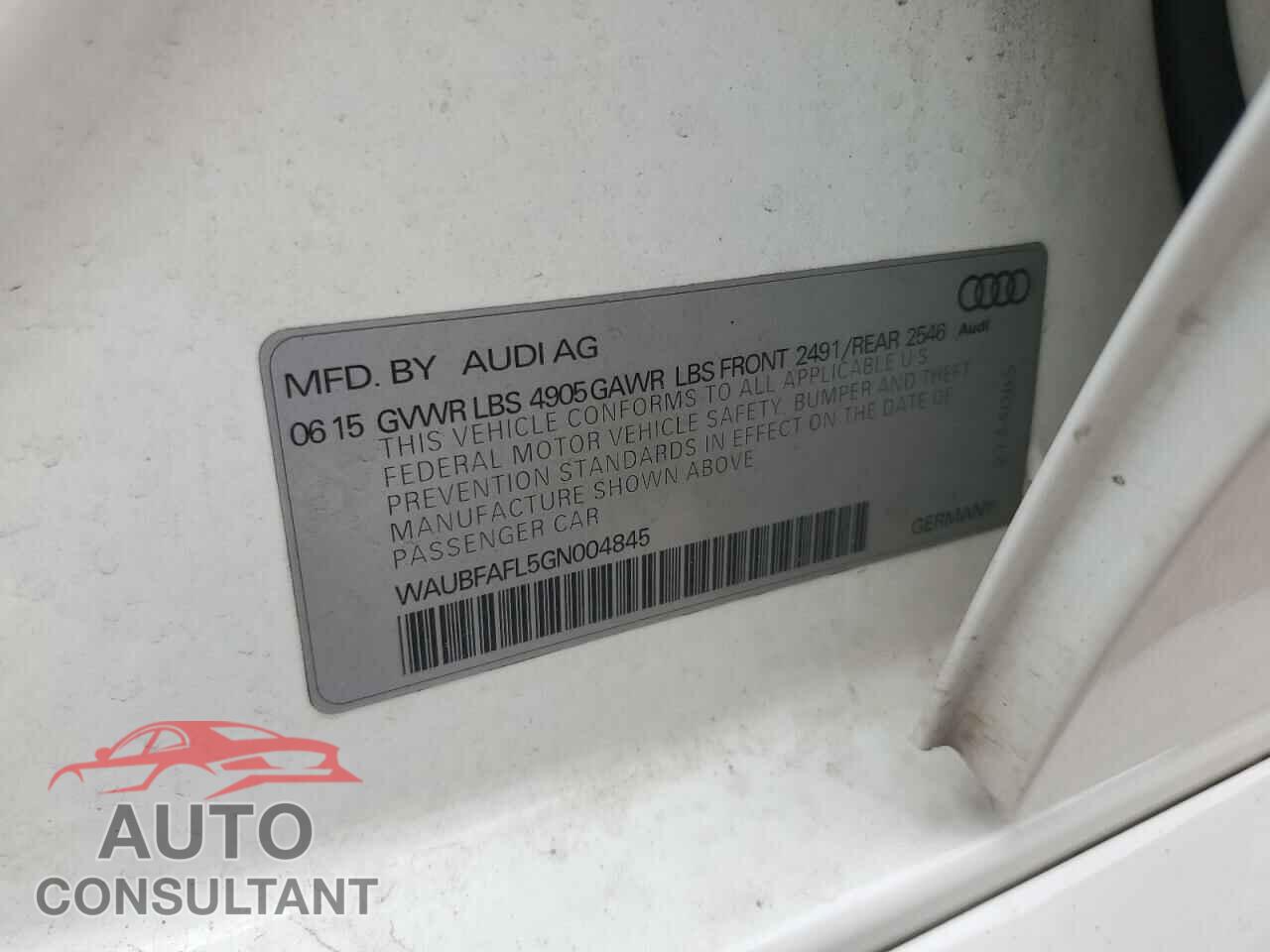 AUDI A4 2016 - WAUBFAFL5GN004845
