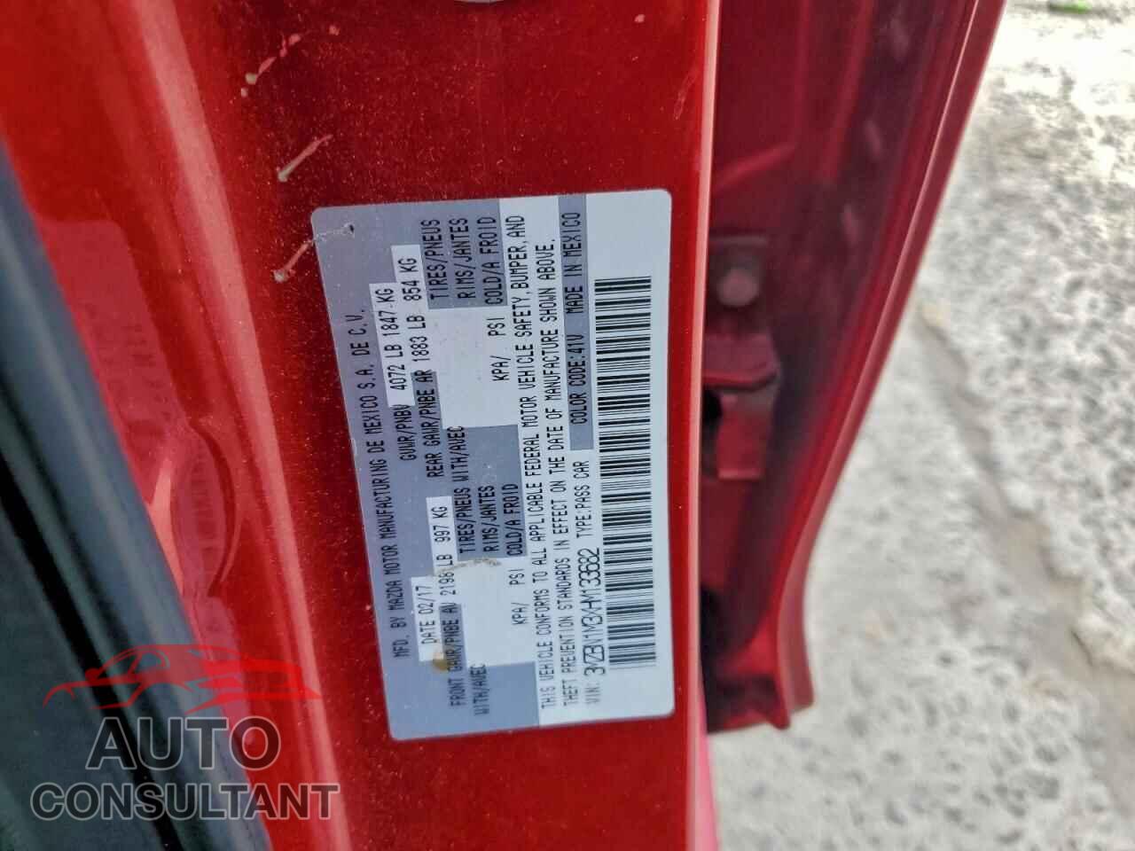 MAZDA 3 2017 - 3MZBN1M3XHM133682