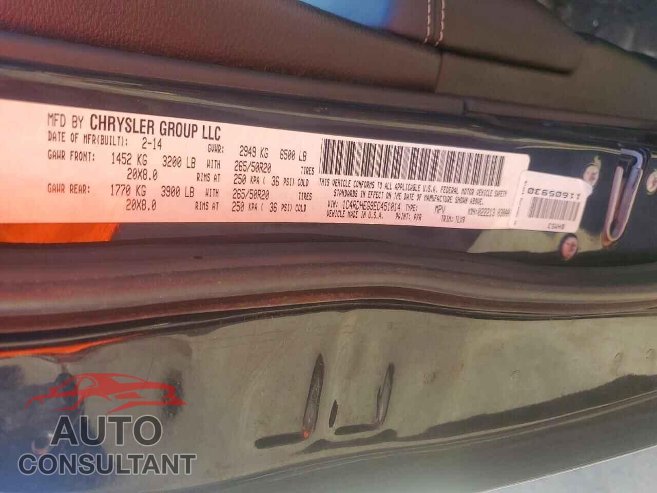 DODGE DURANGO 2014 - 1C4RDHEG9EC451014