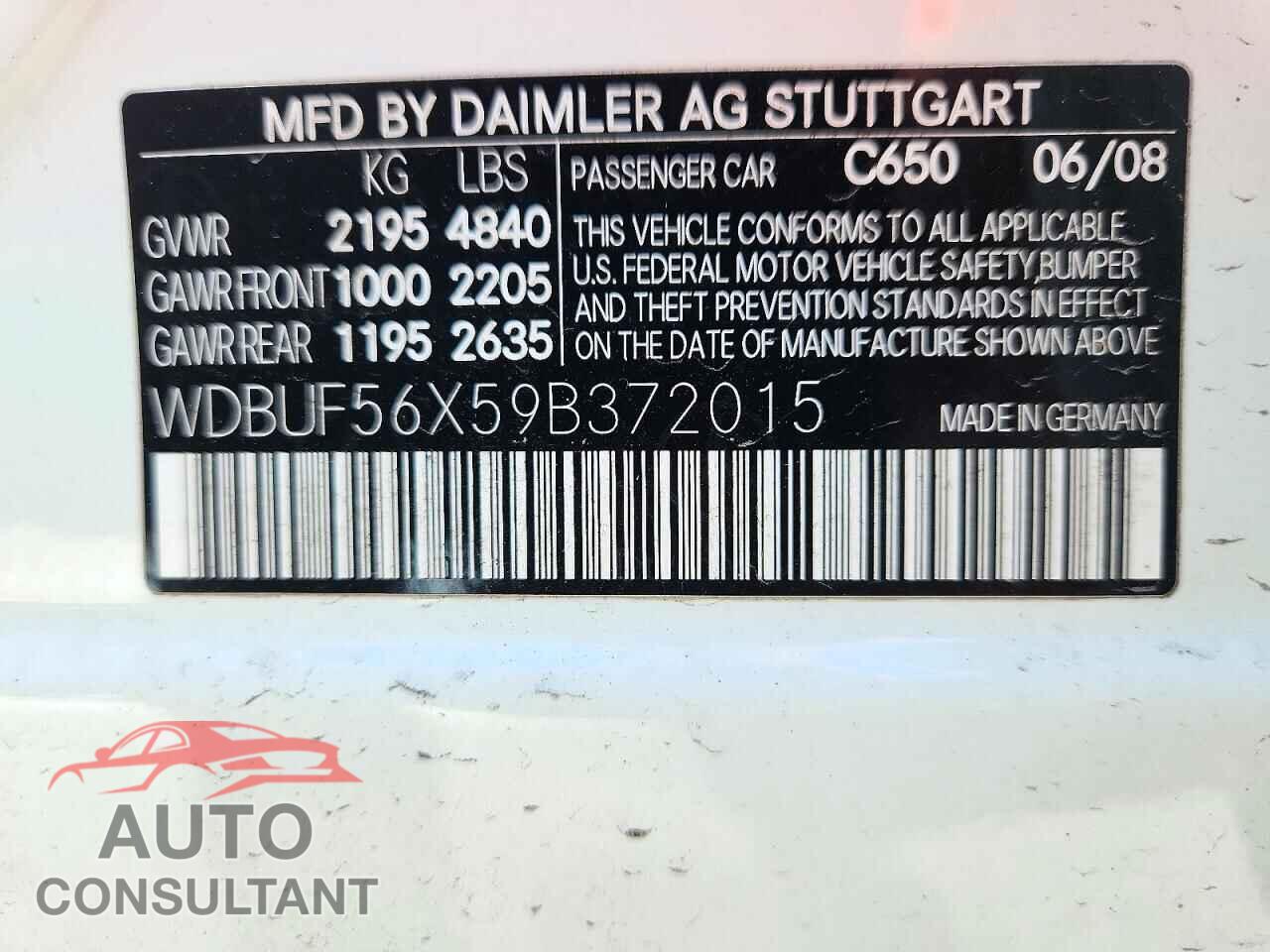 MERCEDES-BENZ E-CLASS 2009 - WDBUF56X59B372015