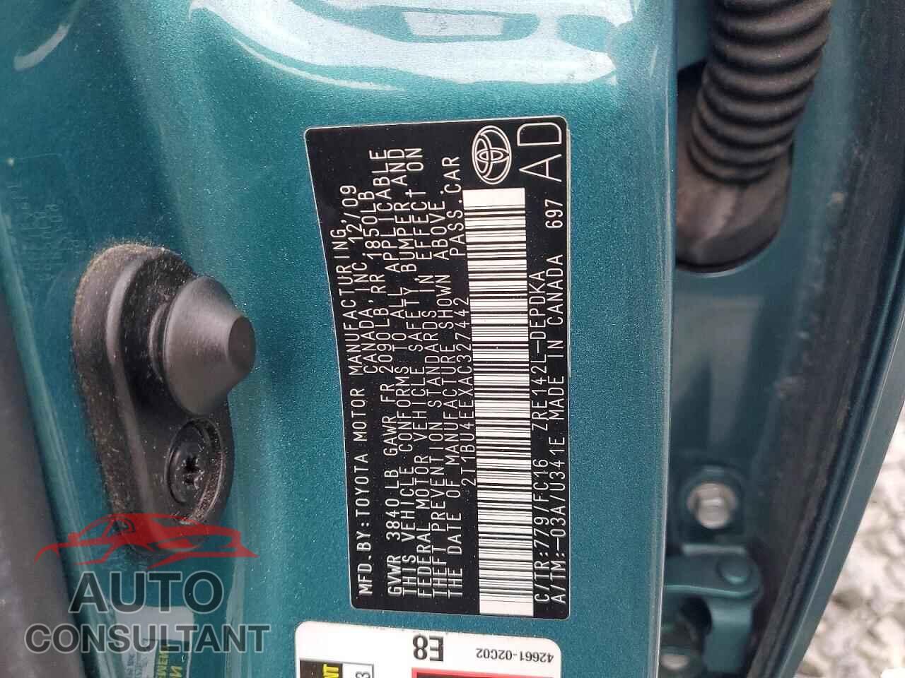 TOYOTA COROLLA 2010 - 2T1BU4EEXAC327442