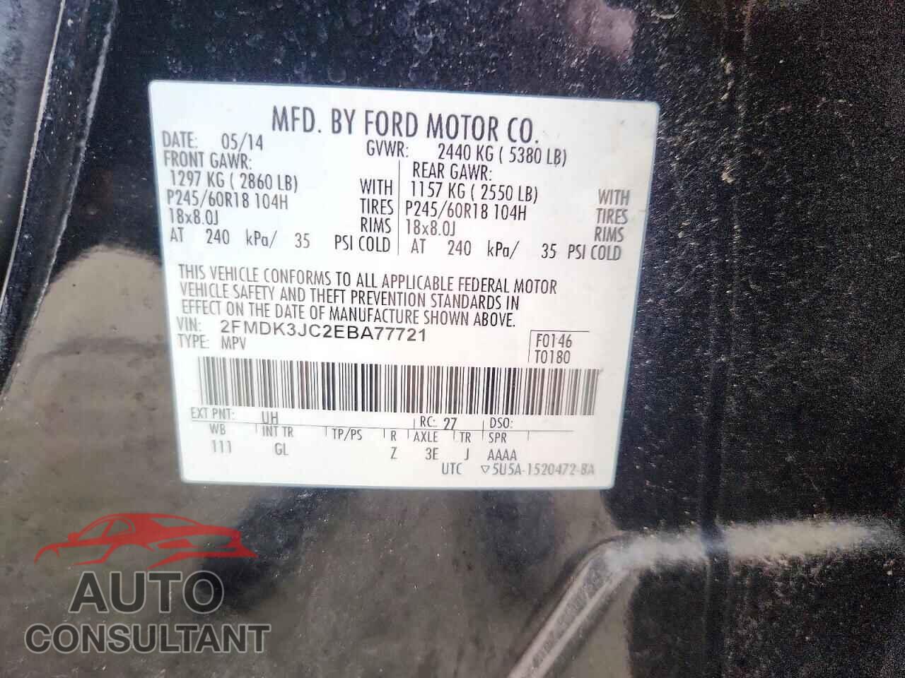 FORD EDGE 2014 - 2FMDK3JC2EBA77721
