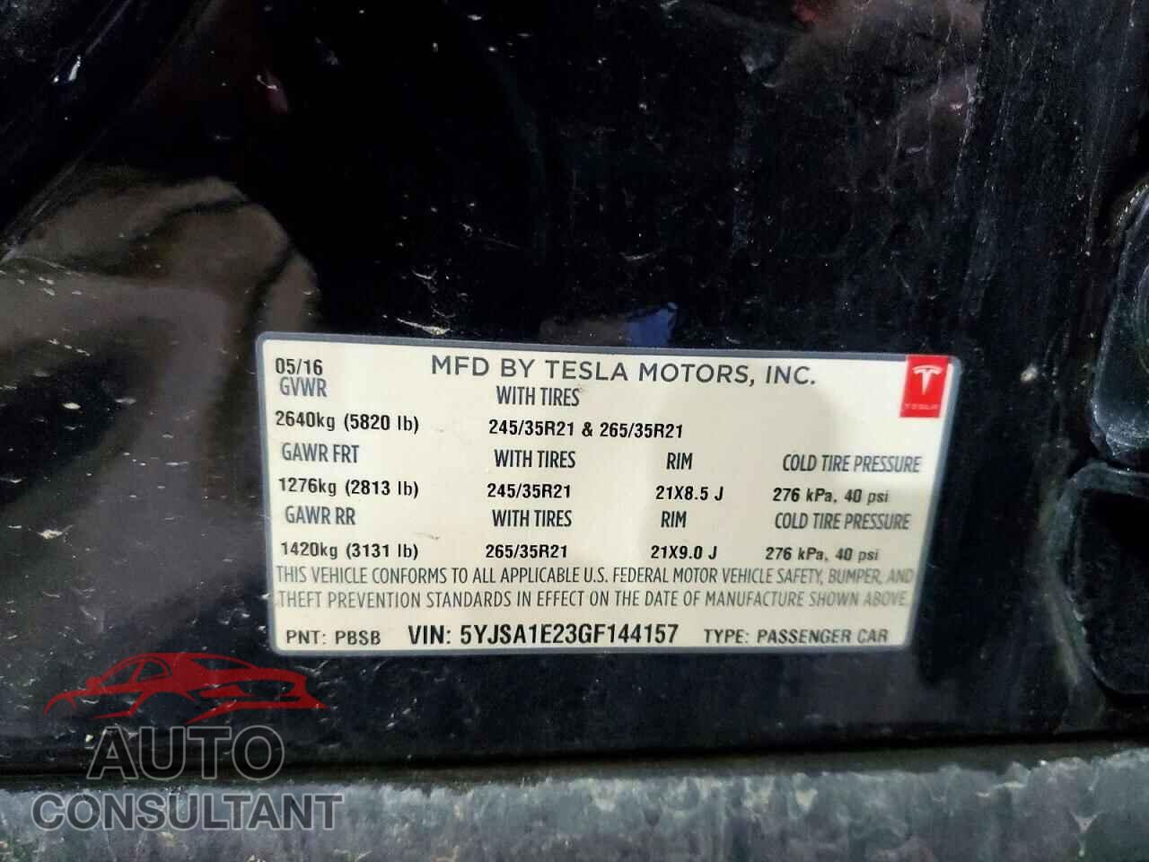 TESLA MODEL S 2016 - 5YJSA1E23GF144157