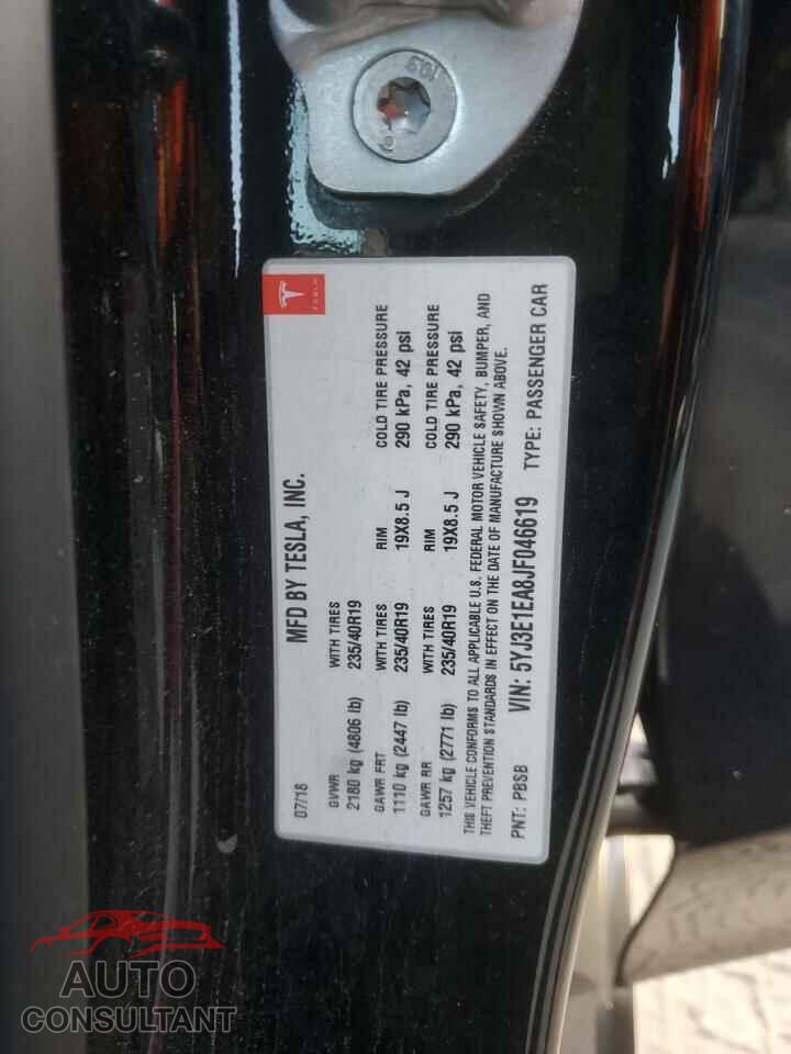 TESLA MODEL 3 2018 - 5YJ3E1EA8JF046619