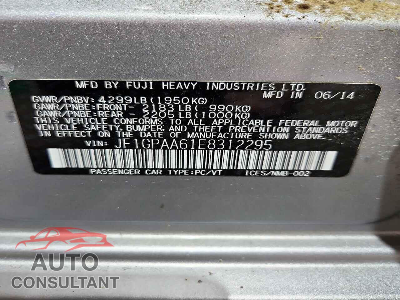 SUBARU IMPREZA 2014 - JF1GPAA61E8312295