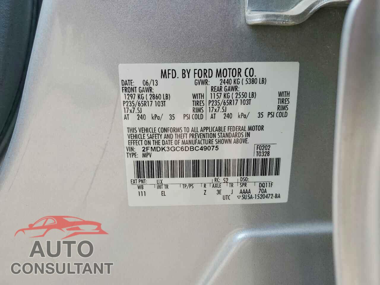 FORD EDGE 2013 - 2FMDK3GC6DBC49075