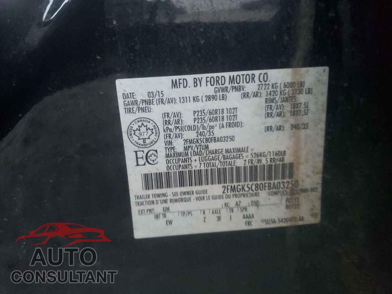 FORD FLEX 2015 - 2FMGK5C80FBA03250