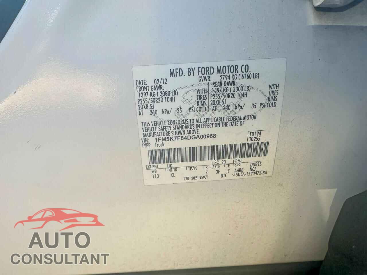 FORD EXPLORER 2013 - 1FM5K7F84DGA00968