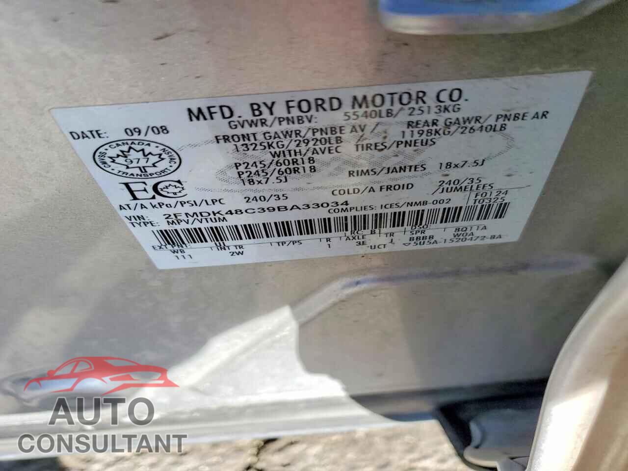 FORD EDGE 2009 - 2FMDK48C39BA33034