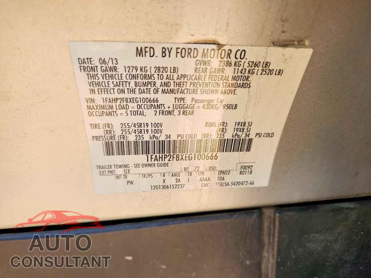 FORD TAURUS 2014 - 1FAHP2F8XEG100666