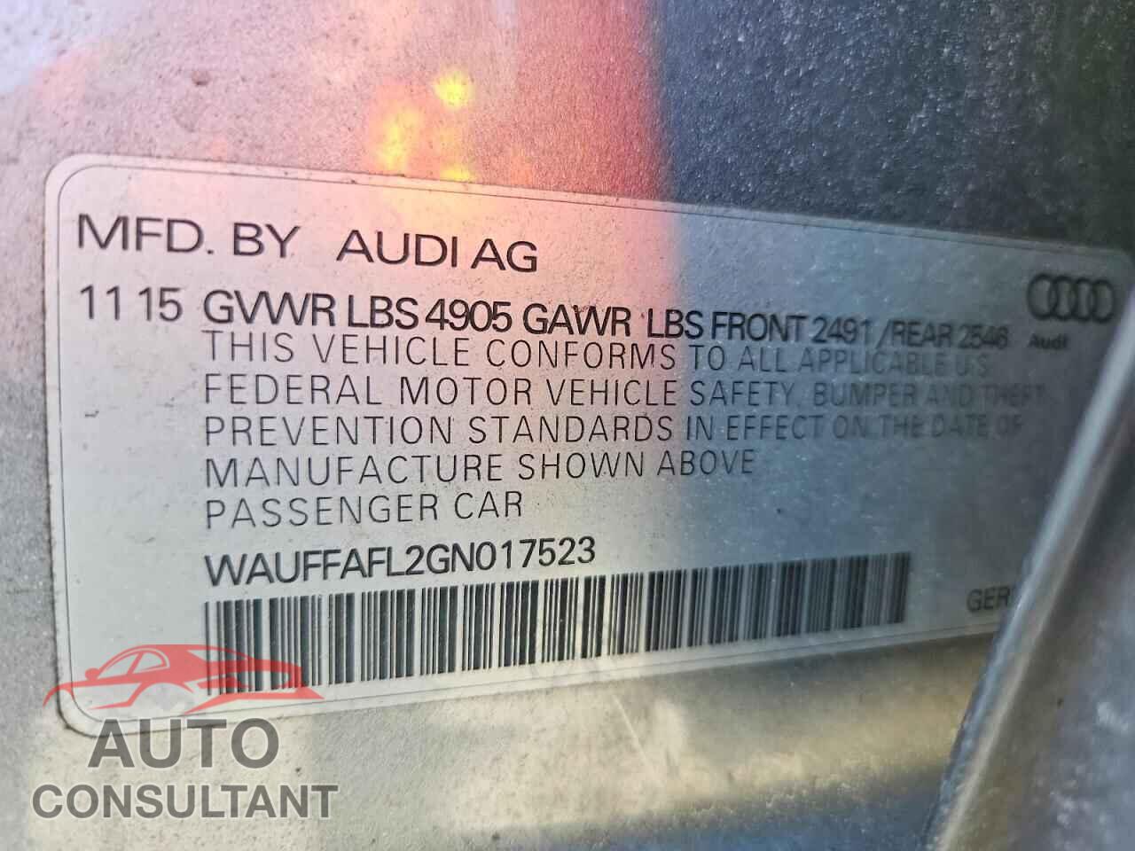 AUDI A4 2016 - WAUFFAFL2GN017523