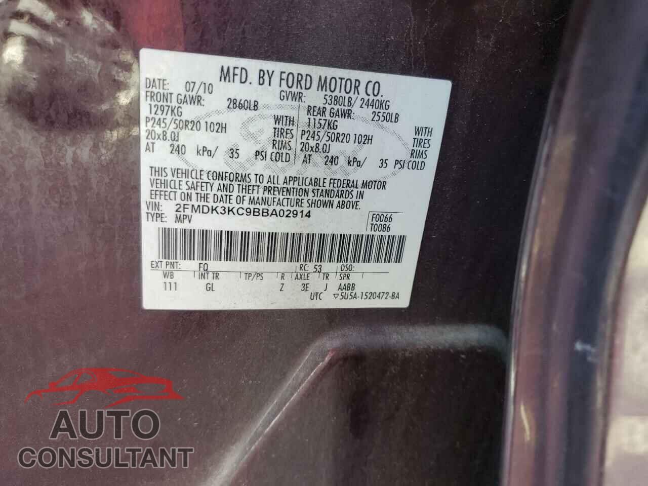 FORD EDGE 2011 - 2FMDK3KC9BBA02914