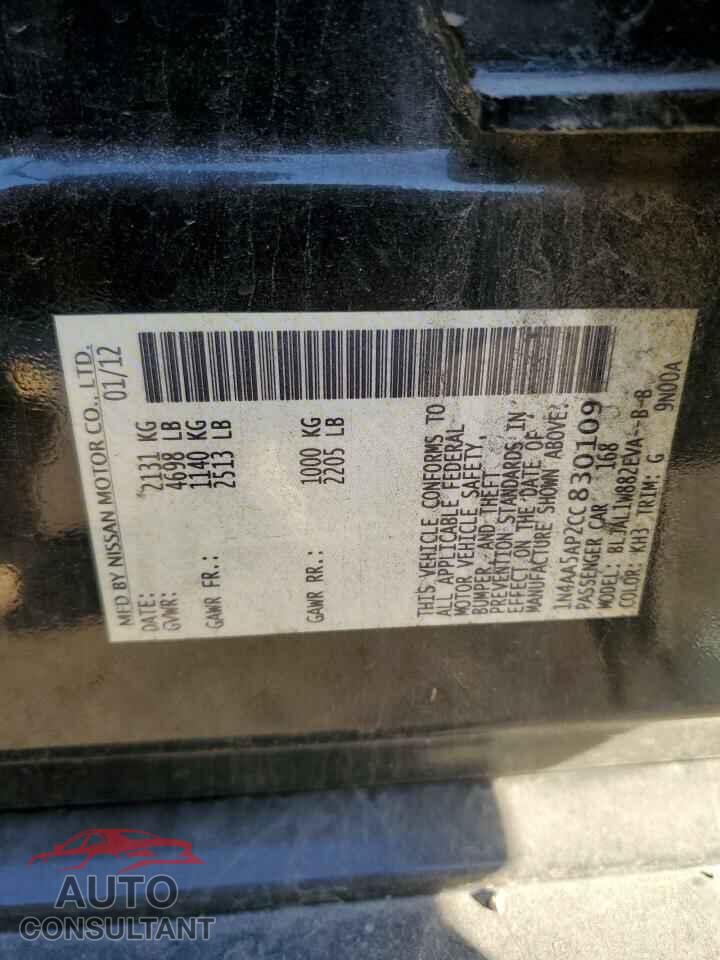 NISSAN MAXIMA 2012 - 1N4AA5AP2CC830109
