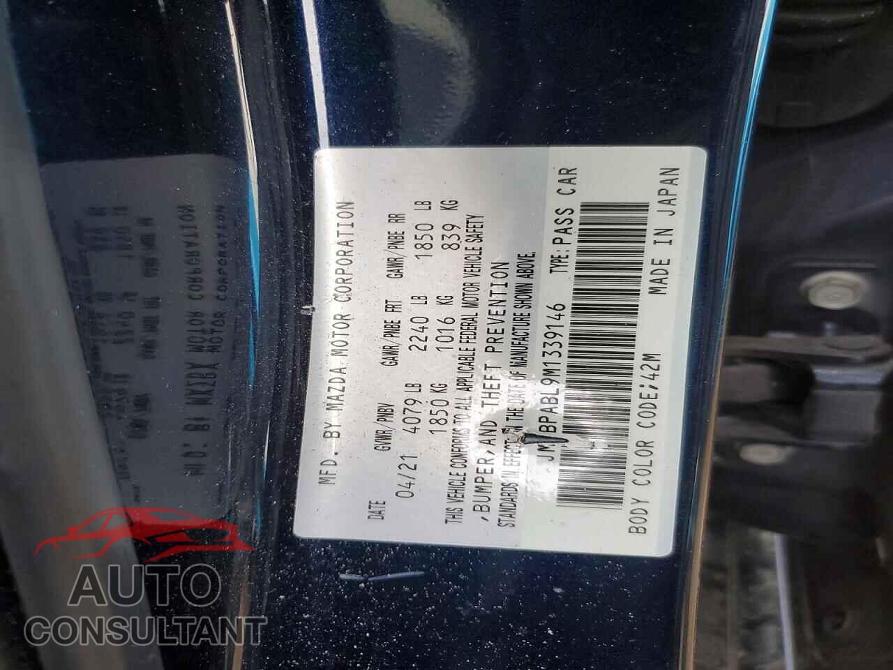 MAZDA 3 2021 - JM1BPABL9M1339146