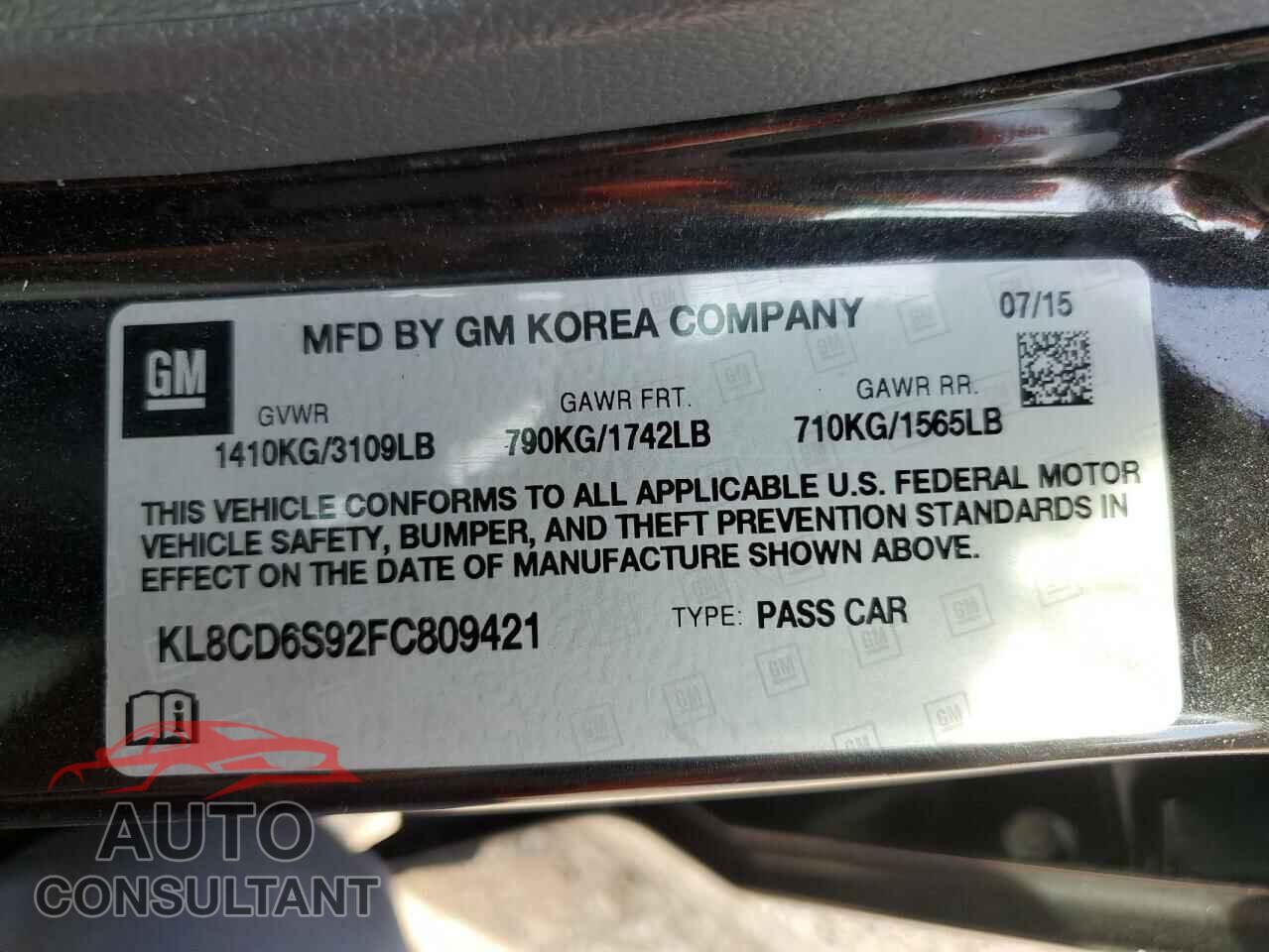 CHEVROLET SPARK 2015 - KL8CD6S92FC809421