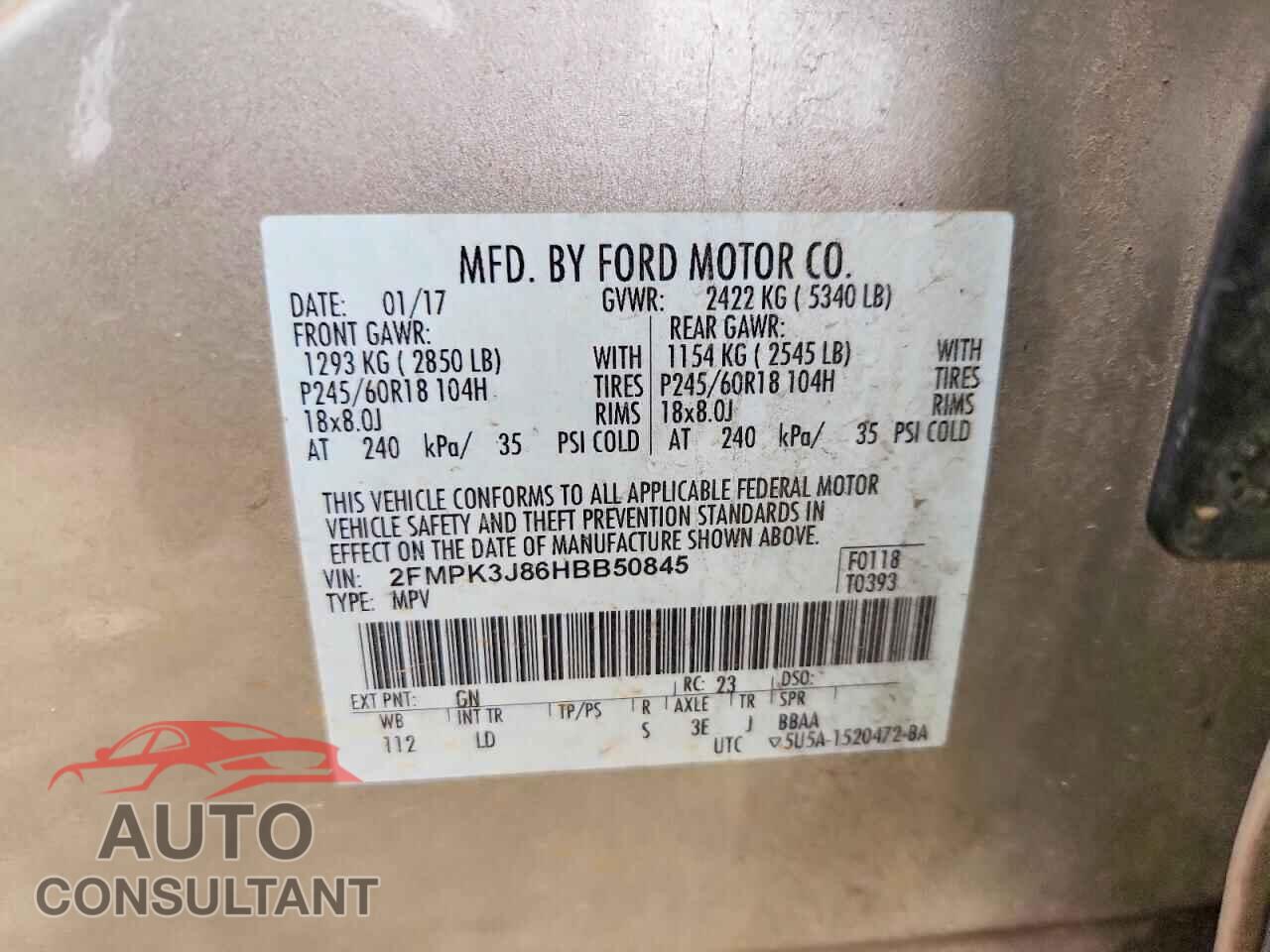FORD EDGE 2017 - 2FMPK3J86HBB50845