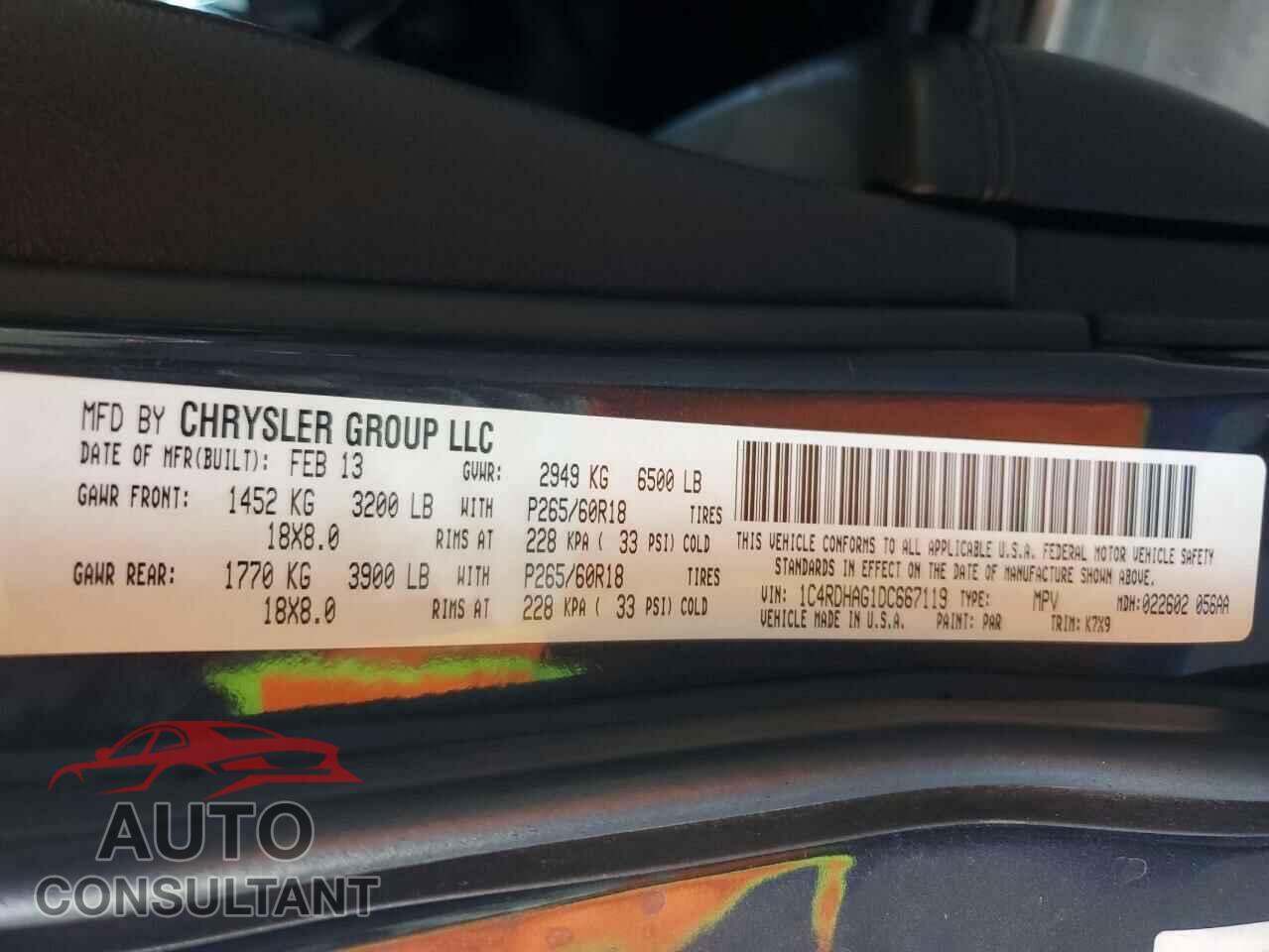 DODGE DURANGO 2013 - 1C4RDHAG1DC667119