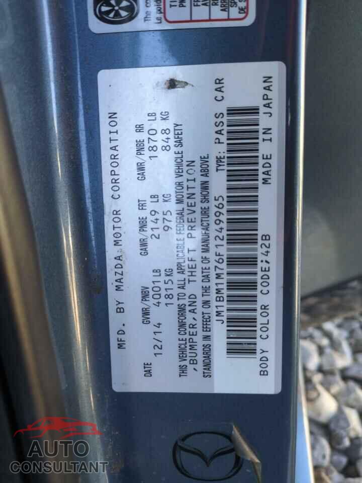 MAZDA 3 2015 - JM1BM1M76F1249965