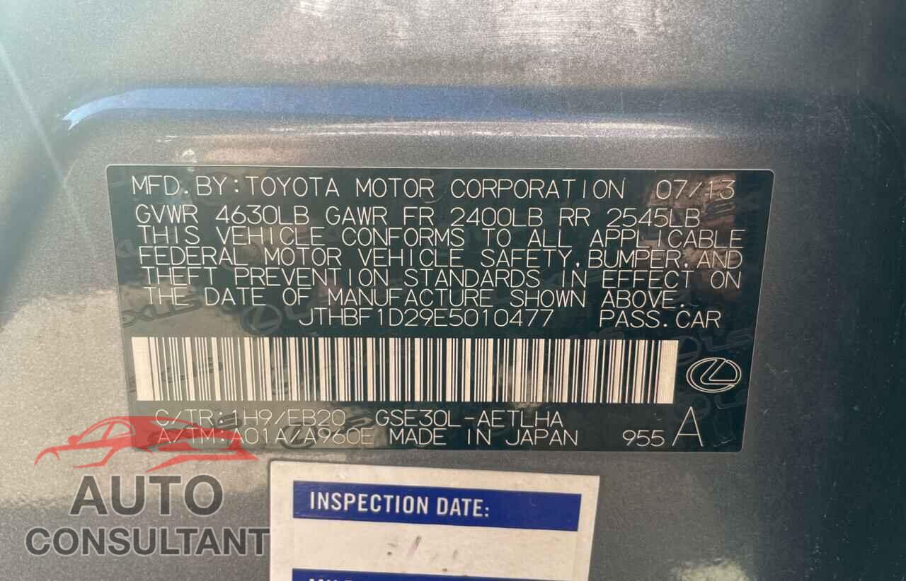 LEXUS IS 2014 - JTHBF1D29E5010477