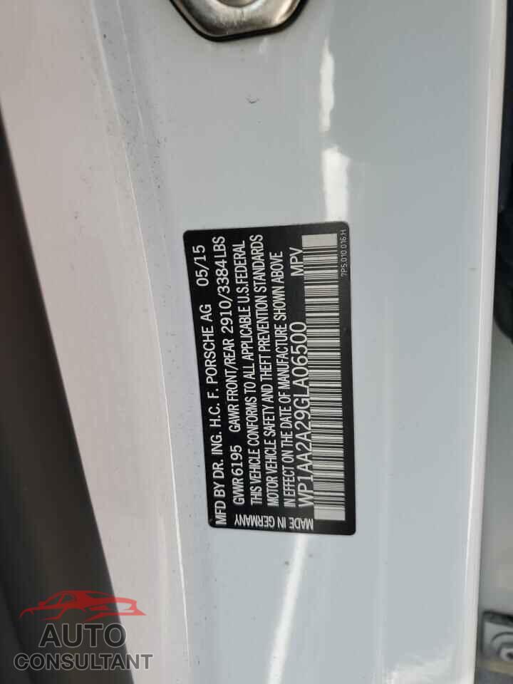 PORSCHE CAYENNE 2016 - WP1AA2A29GLA06500