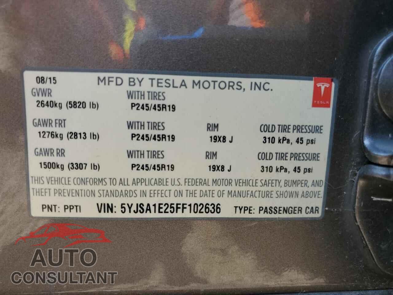 TESLA MODEL S 2015 - 5YJSA1E25FF102636