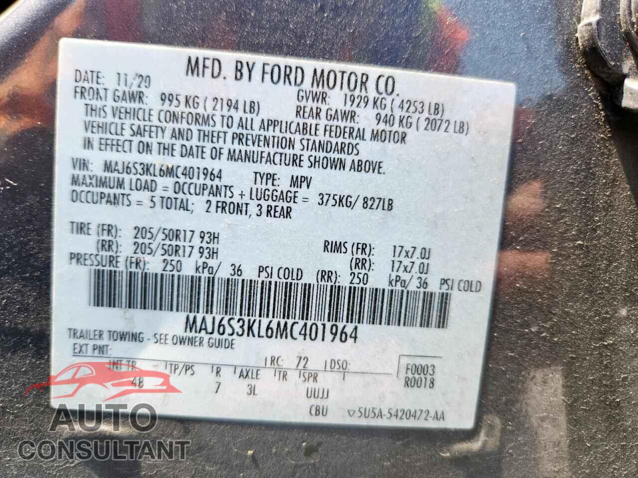 FORD ECOSPORT 2021 - MAJ6S3KL6MC401964
