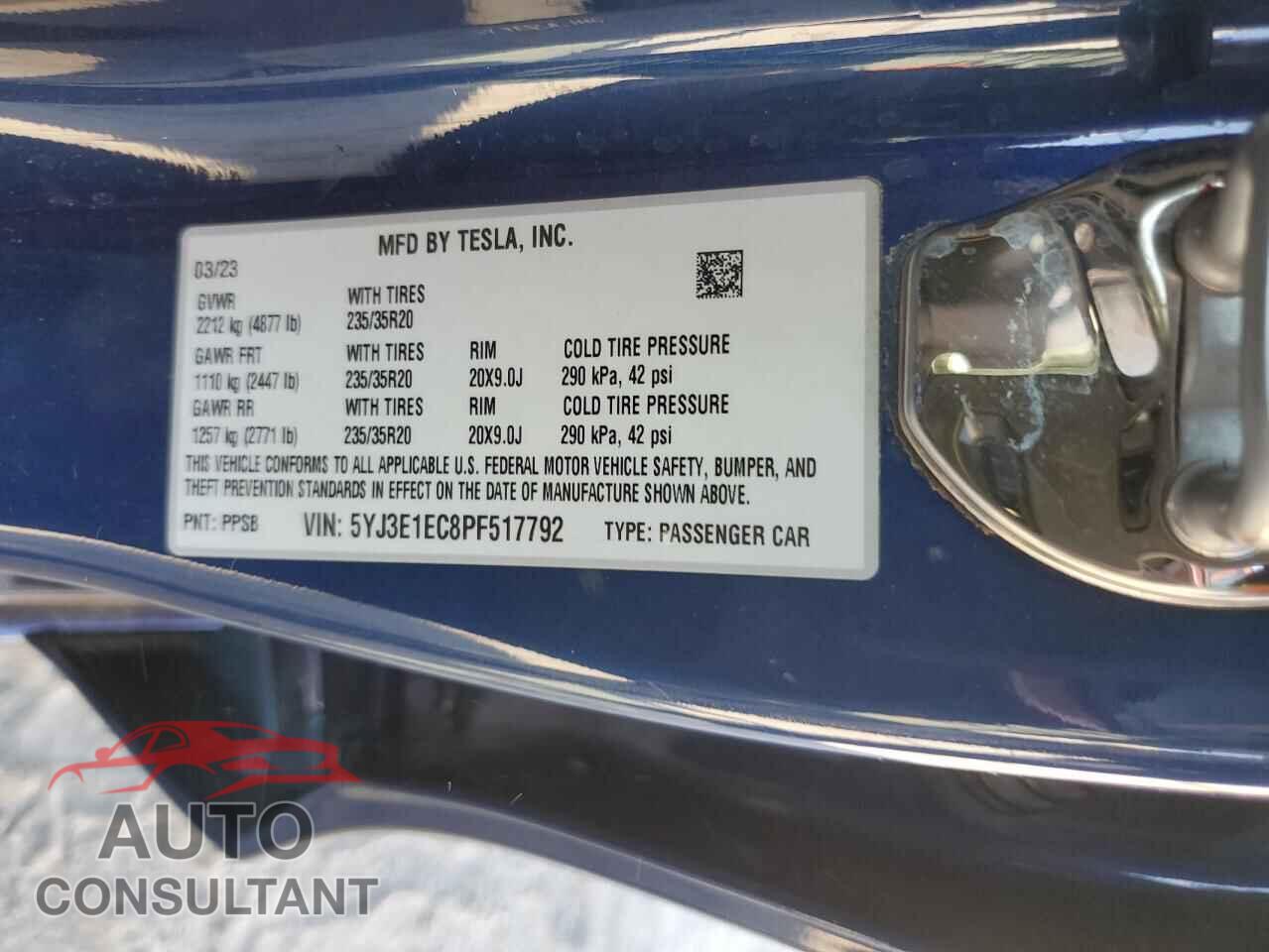 TESLA MODEL 3 2023 - 5YJ3E1EC8PF517792