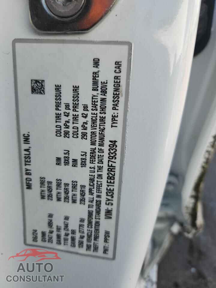 TESLA MODEL 3 2024 - 5YJ3E1EB2RF793394
