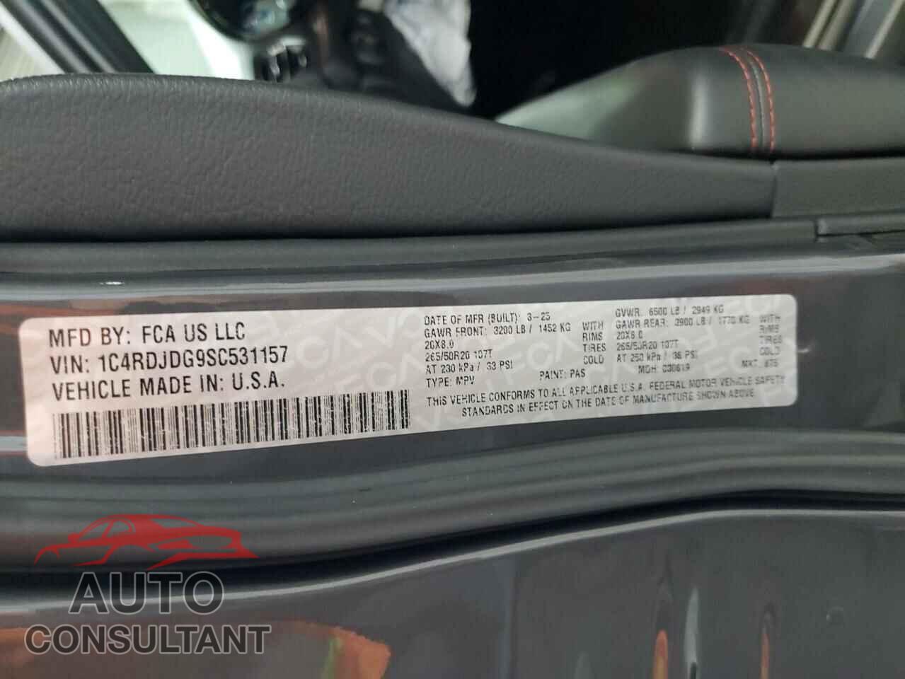 DODGE DURANGO 2025 - 1C4RDJDG9SC531157