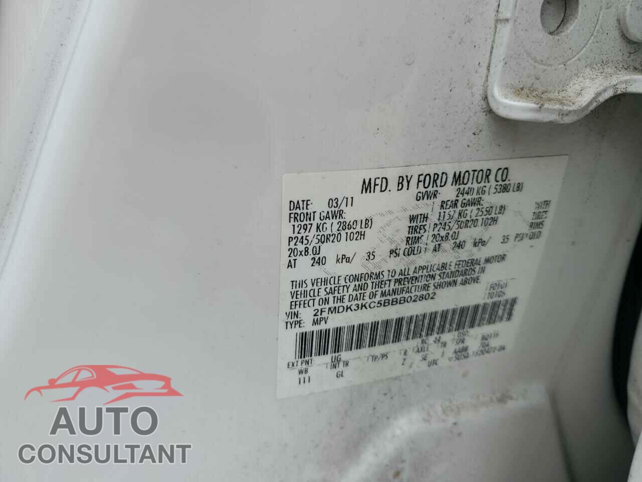 FORD EDGE 2011 - 2FMDK3KC5BBB02802
