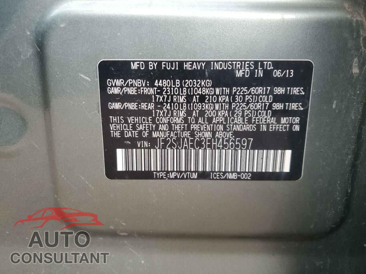 SUBARU FORESTER 2014 - JF2SJAEC3EH456597